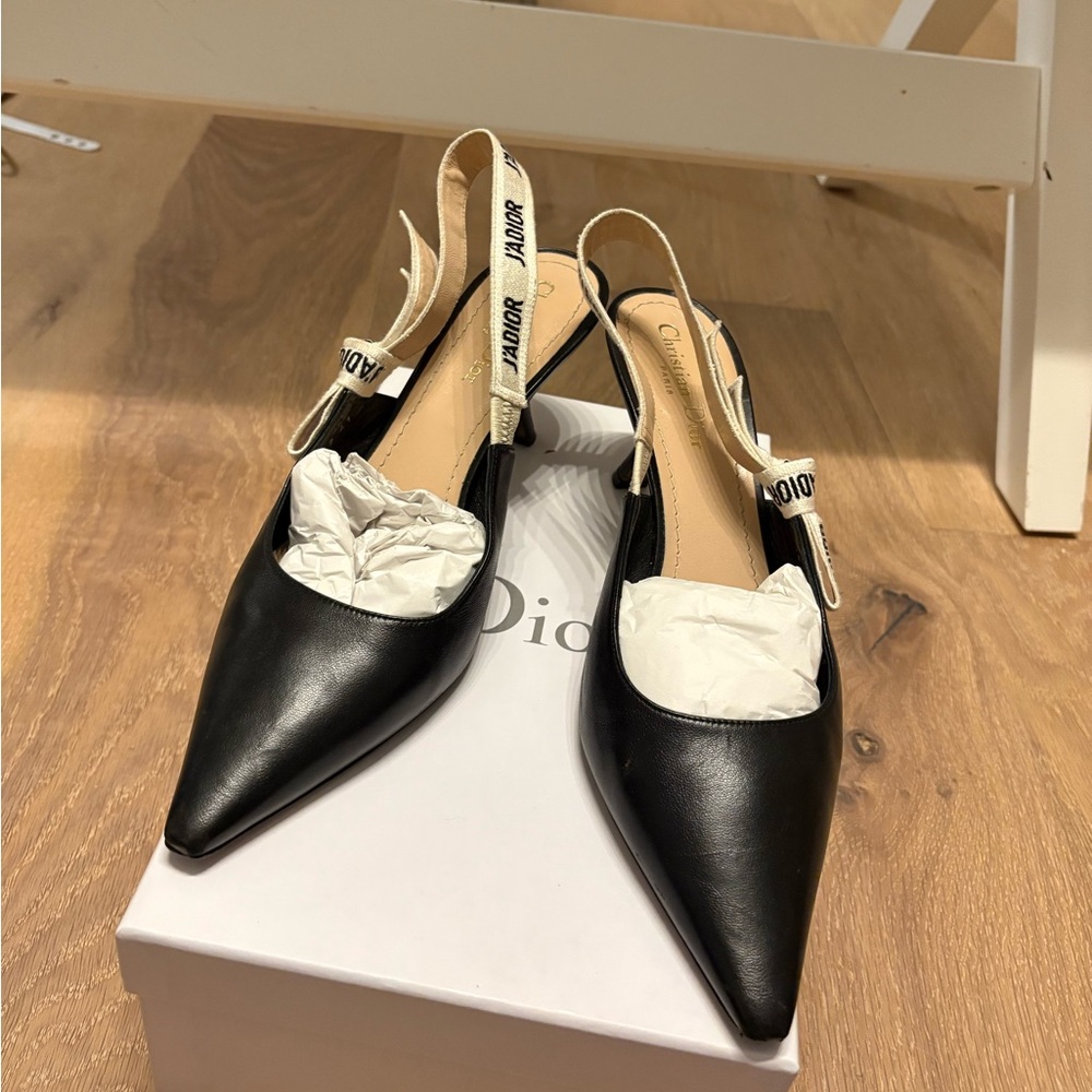 Dior Black Slingback Heels